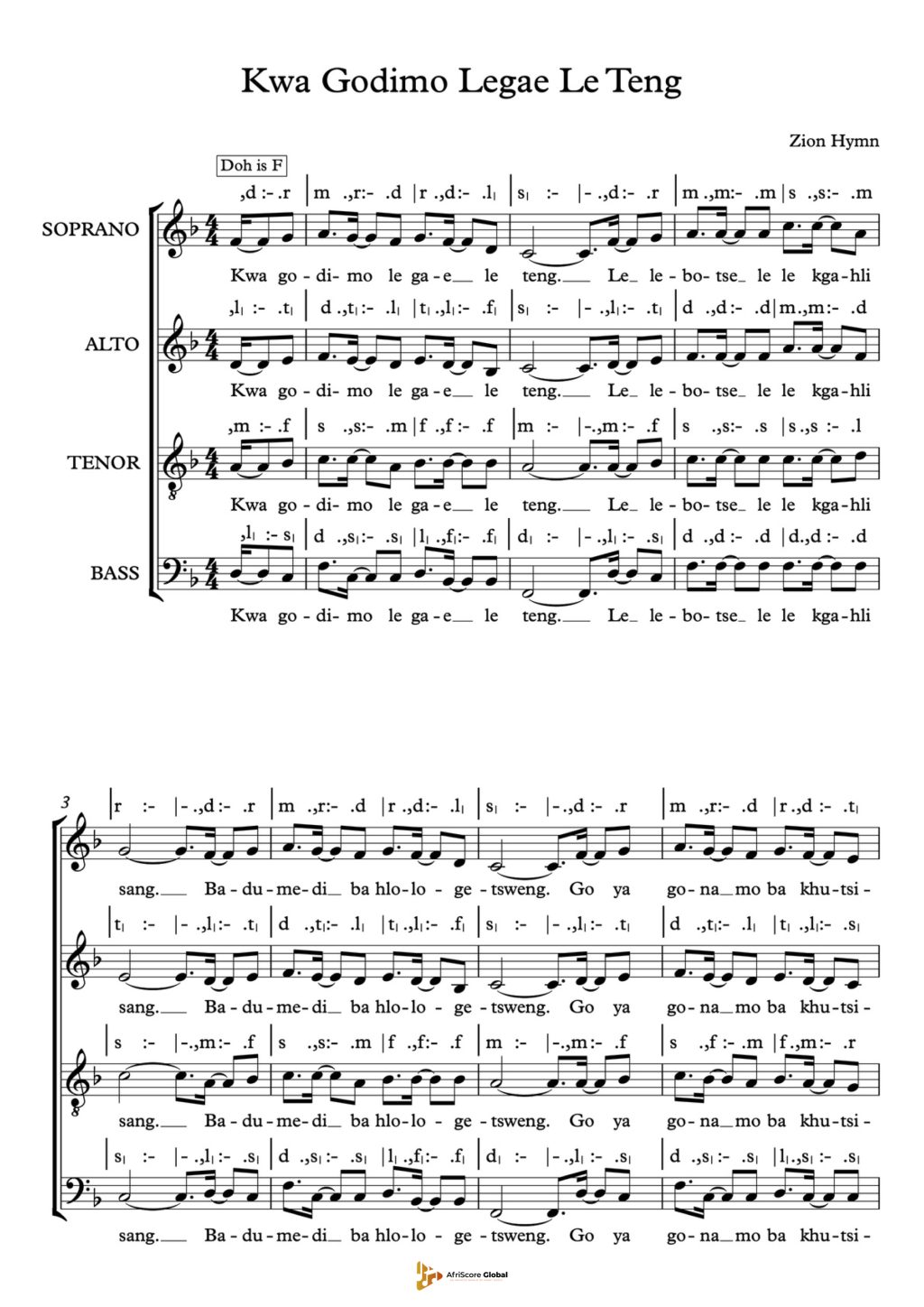 Kwa godimo legae le teng