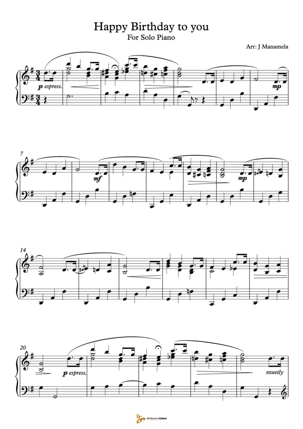 Happy Birthday (Solo Piano)