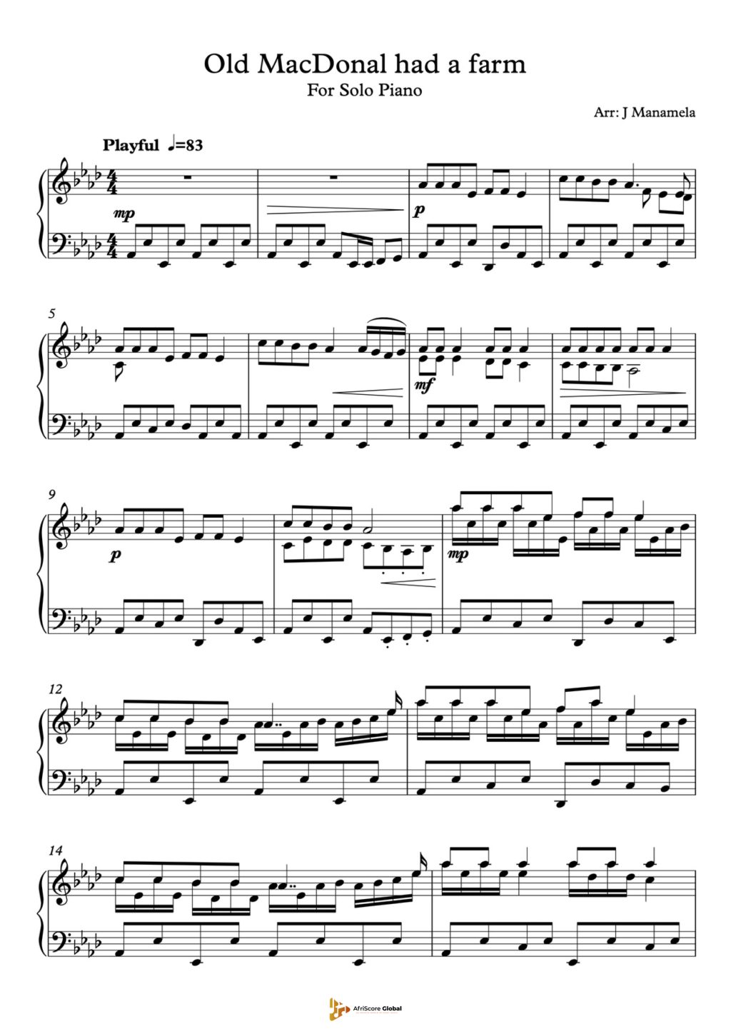 Old McDonald Had a Farm-Solo Piano-Sheet Music-Pdf